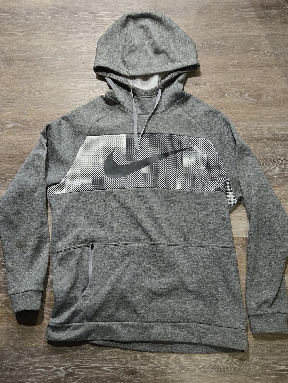 Nike Men's Dri-FIT Gray Graphic Block Pullover Hoodie - Men's Size L